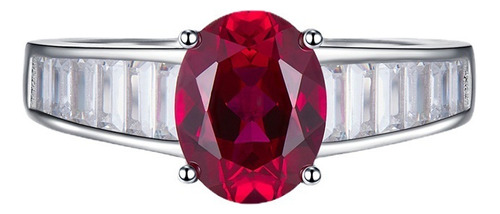 Nuevo Anillo Rojo Sangre De Paloma Ovalado De Plata S925