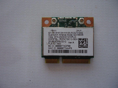 Placa Wireless Notebook Acer Es1 531 Bluetooth Qcwb335 (Usado)
