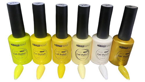 Pack 6 Colores Permanentes Cherimoya 8ml Color Amarillo