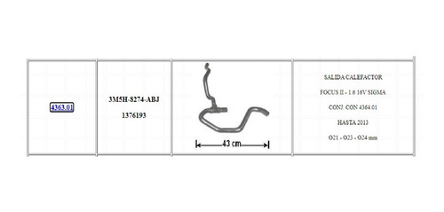 Manguera Salida Calefaccion Ford Focus 2 Motor Sigma 1.6