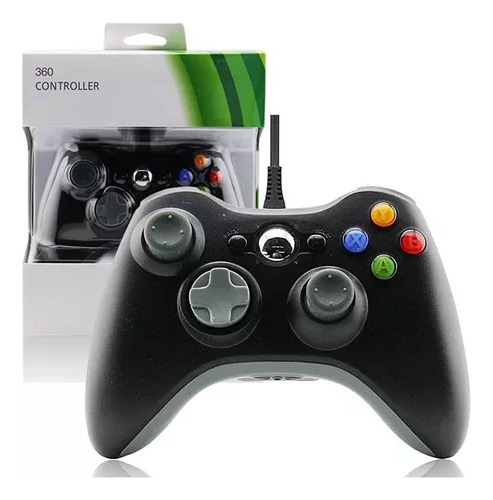 Controle Para Xbox 360 Com Fio Joystick Pc Compativel Com Preto