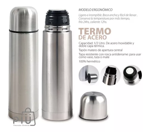 Termo Bala Acero Inox Capa Termica 1 Litro + Estuche Colores