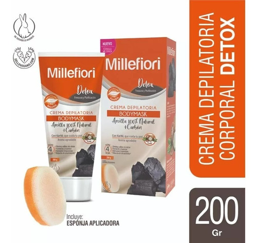 Millefiori Crema Depilatoria Bodymask Arcilla + Carbon Detox