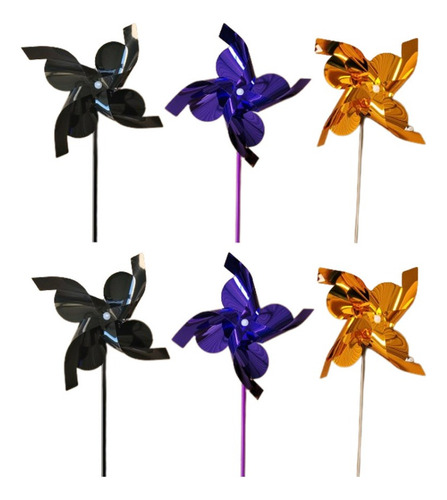 Catavento Halloween Metalizado Multicolorido Kit 12 Unidades