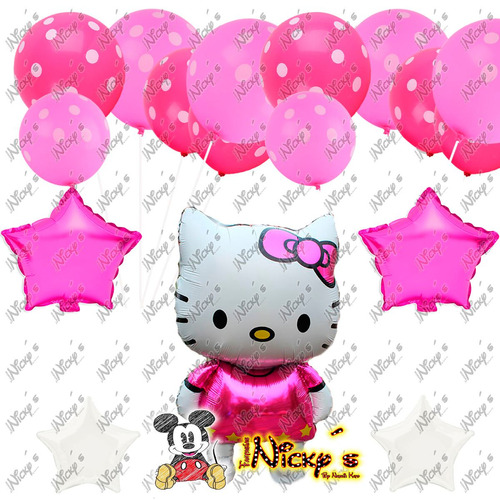 37 Globos Hello Kitty Polka Dots Latex Estrellas Globo