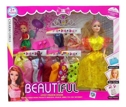 Muñeca Con Vestido Y Accesorios Corona Beautiful