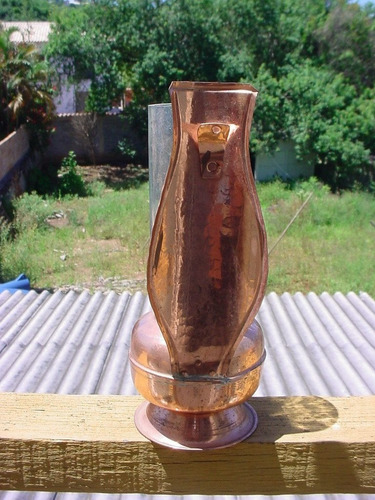 Antigo - Lampião De Cobre Parede Com Cupula De Vidro !!!