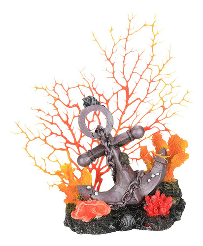 Estatuilla De Coral Artificial Y Ancla De Barco, Decoración