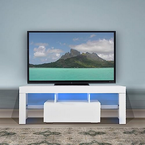 Moderno Mueble Tv Blanco Led De 51 Pulgadas