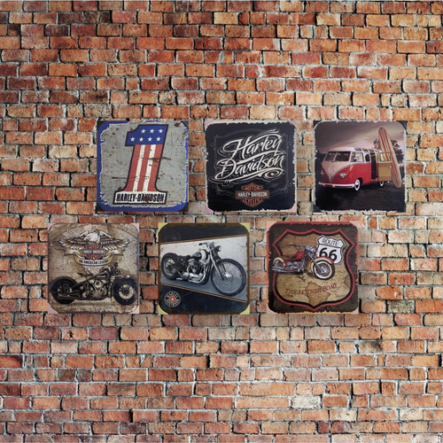 Imagem 2 de 2 de Quadro Decorativo Vintage Pequeno Harley Kombi 20x20 Moto