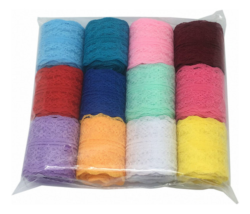 Cinta De Encaje Floral 12 Rollos 12 Colores Mixtos Decoració