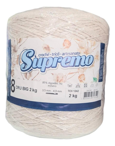 Kit 3 Barbantes Supremo N8 3unx2kg Cor Cru Artesanato Arte