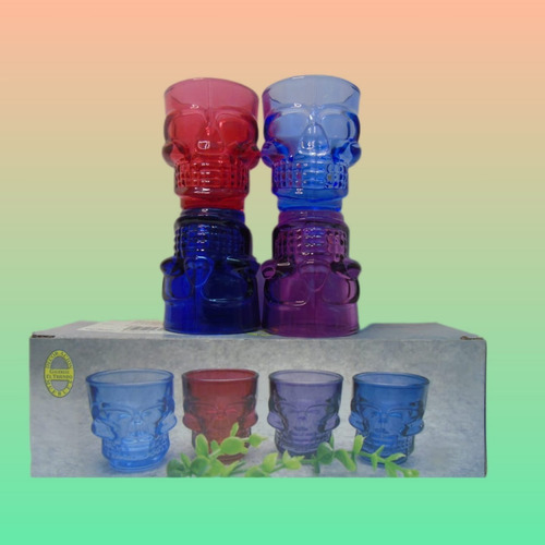 Juego De 4 Tequileros En Forma De Calavera