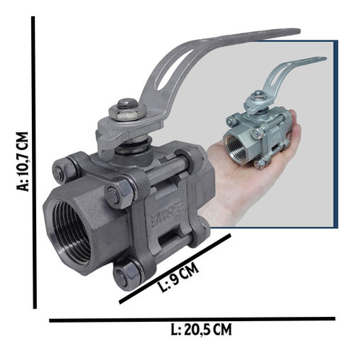 Válvula de bola tripartita de acero inoxidable Bsp 1 Pol