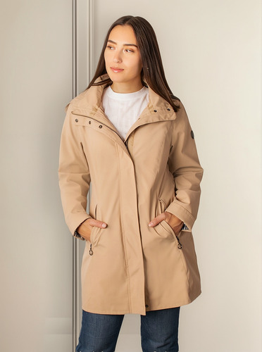 Chamarra Mujer Con Capucha Gabardina Softshell Greenlander Camel L