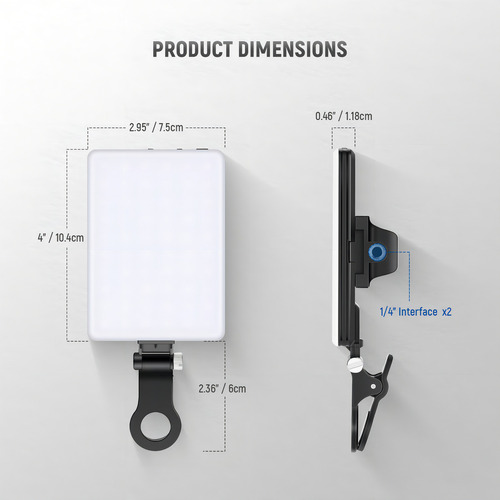 Luz auxiliar LED con clip para teléfono celular Macbook iPad