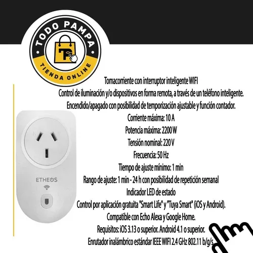 Enchufe Toma Inteligente Smart Wifi 220v 10a Google Alexa