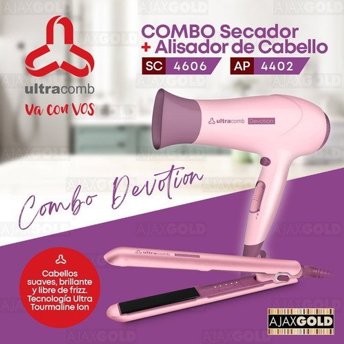 Planchita De Pelo Y Secador Combo Profesional Ultracomb