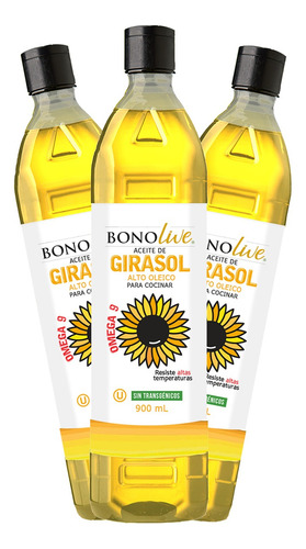 Aceite De Girasol Alto Oleico Bonolive 900ml - 3 Pack