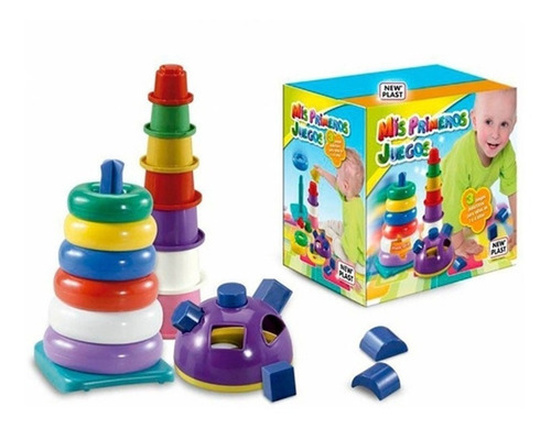 Imagen 1 de 8 de Torre Apilable Encastre 3 En 1 Mis Primeros Juegos New Plast