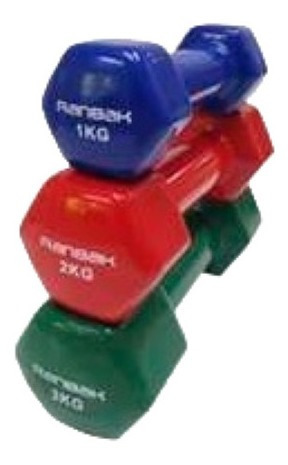 Imagen 3 de 5 de Mancuerna Pesa Hexagonal Vinílica Azul 1kg X 1u. Ran739-1