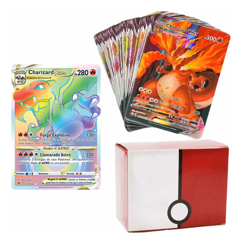 Caja 100 Cartas Pokémon (90 Vmax, 10 Vastro) Sin Repetir