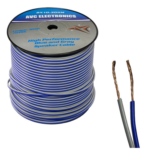 Cable Polarizado Avc 2x10 Azul-gris 305mts