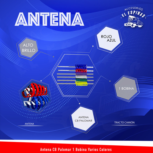 Antena Cb Palomar 1 Bobina Varios Colores Excelente Calidad Plateada