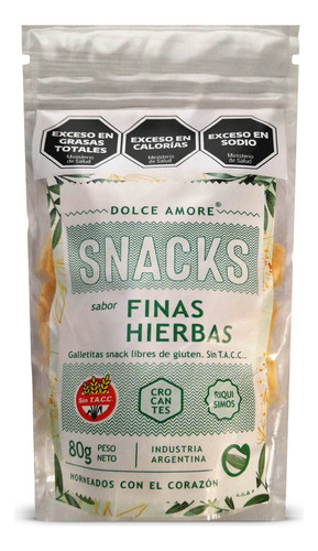 Snacks Galletitas Sabor Finas Hierbas Dolce Amore Bolsa X80g