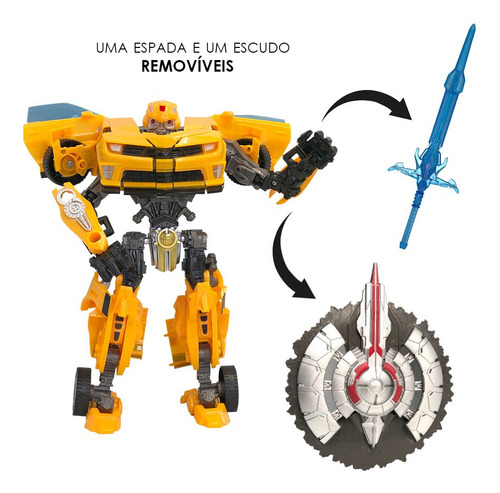 Boneco Super Change Robot Com Espada E Escudo - 2 Em 1