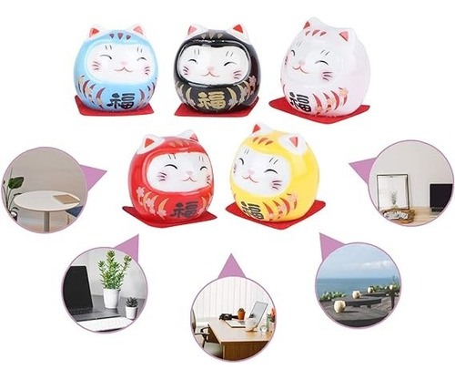 5 Maneki Neko Daruma Adornos De La Suerte Japón