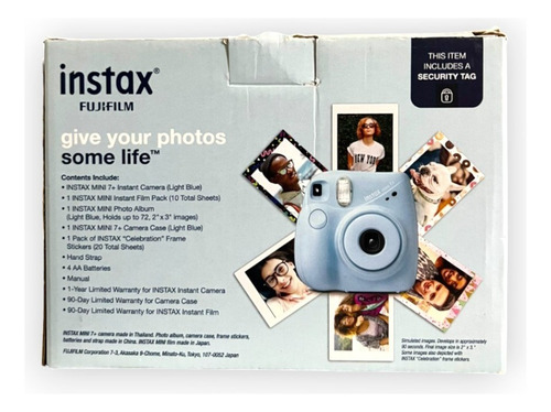 Cámara instantánea Fujifilm Instax Mini 7+ de 10 películas, funda y miniálbum azul claro