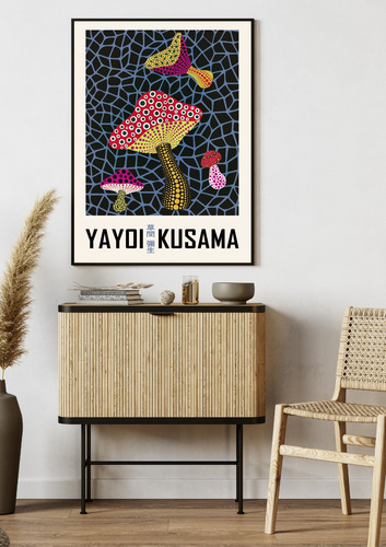 Lámina Decorativa Poster Yayoi Kusama Arte Hongos Mushrooms