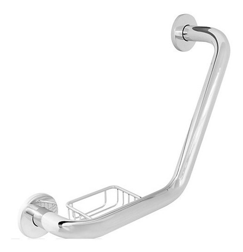 Barra Seguridad Curva Para Baño Con Jabonera 55 Cm Cromado