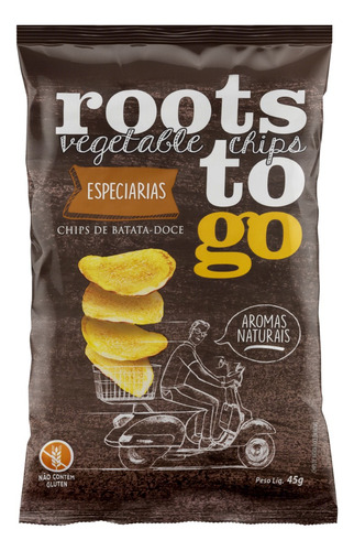 Chips de Batata-Doce Roots To Go especiarias sem glúten 45 g
