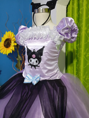Disfraz Cosplay Halloween Vestido Kuromi Largo 7 Niñas B Lanco Y Rosa 4