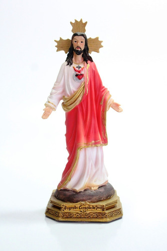 Imagem Escultura Sagrado Coração Jesus 40cm Em Resina
