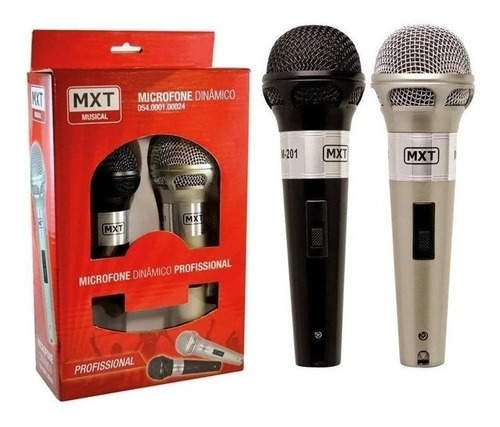 Microfones MXT M-201 dinâmico p10 preto/prateado