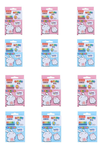 Pack 12 Lápices De Cera Para Niños Crayones 8 Pcs