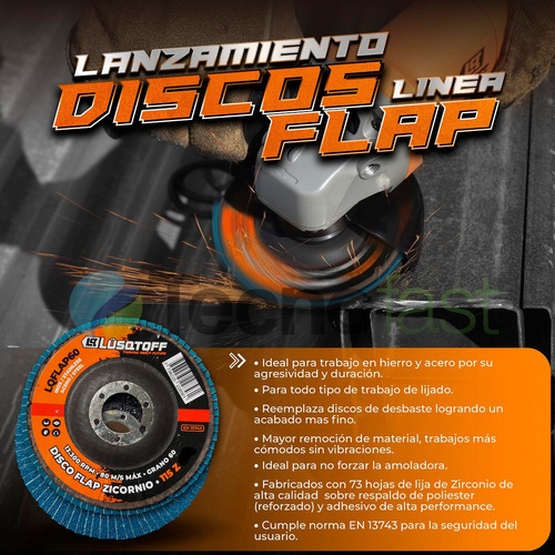 Disco Flap Desbaste Lusqtoff Grano 60 Amoladora Metal 115mm