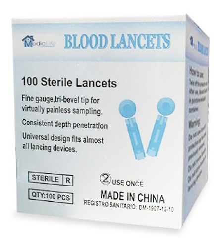 Lancetas Para Glucometro Caja X 200 Mediclife