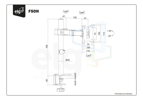 Suporte ELG F50N de mesa para TV/Monitor de 17" até 34" preto