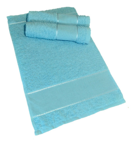 Toalha De Lavabo Lisa Visita Escolar Bordar Felpuda Kit 12 Cor Azul Bebê