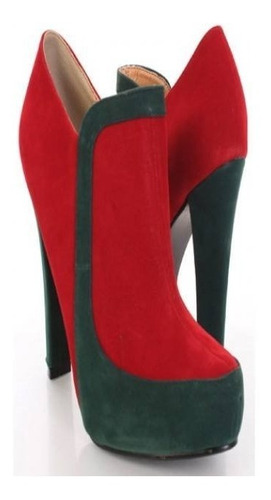 Zapatos Suede Rojo Y Verde N°36 Plataforma Imp. Usa