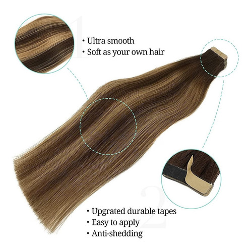 Extensiones Cabello Natural Balayage Chocolate 18in 50gramos