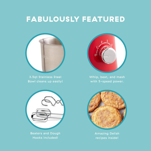 Dash Delish By Dash Compact Standmer, 3.5 Quart Con Batidore