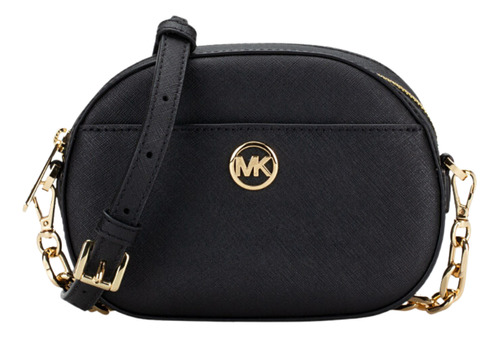 Bolsa Michael Kors Jet Set Glam Saffiano Small Front Pocket Acabado de los herrajes Dorado Color Negro Color de la correa de hombro Negro Diseño de la tela Liso