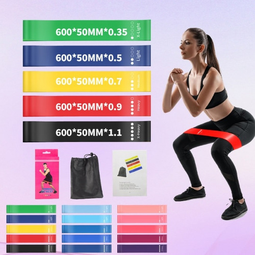 Kit 5 Faixa Elastica Treino Ginastica Pilates E Fisioterapia