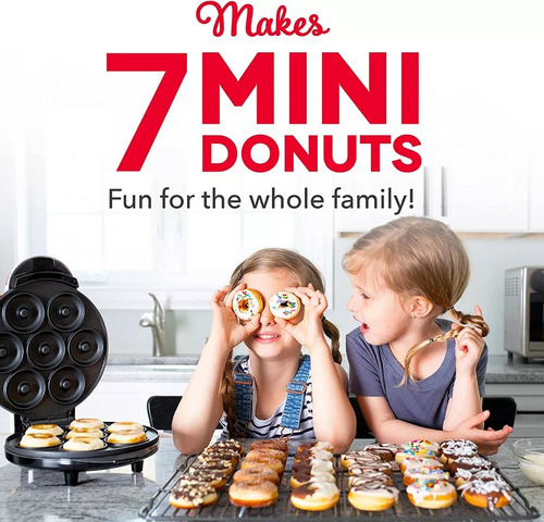 Mini Maquina Hacer Donas Donuts Antiadherente 7 Rosquillas Color Negro