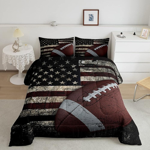 Erosebridal American Flag Bedding Set, Boys Football Comfort